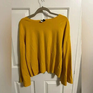 TopShop Yellow Bell Sleeve Open Back Raw Hemmed Top Size 10